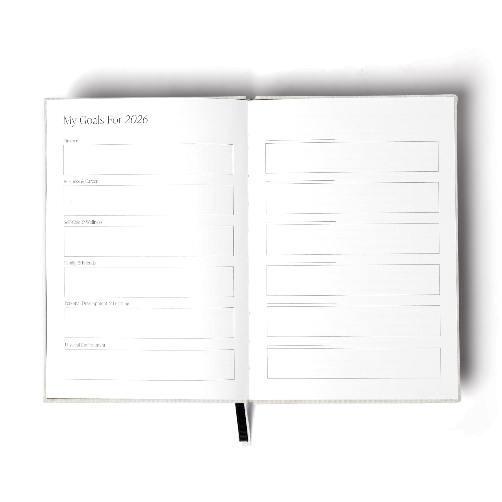 The 2026 Diary Page open to 'My Goals For 2026' by The Head Plan in the colour White #color_white