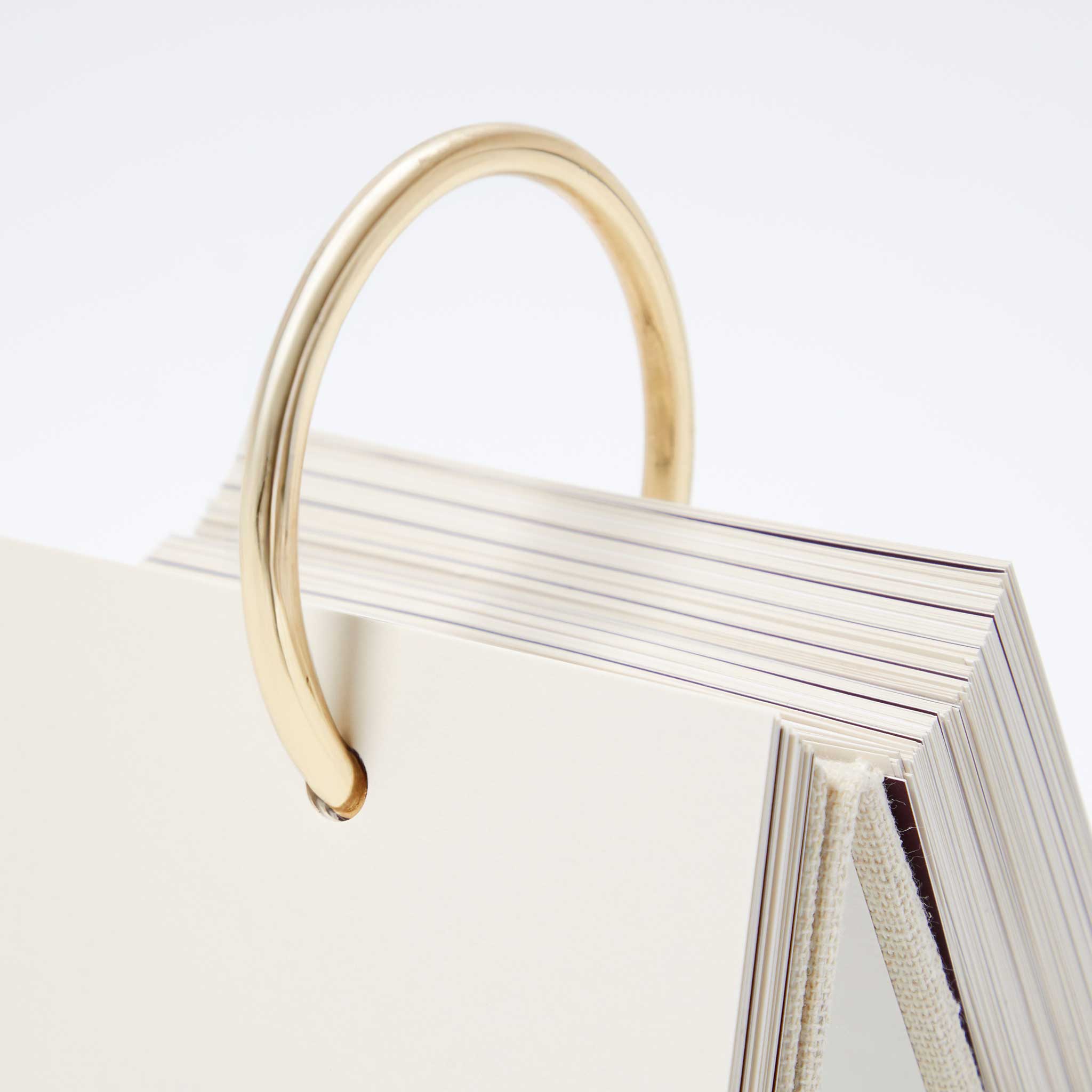 Detailed close-up of the gold ring on the affirmation flip deck