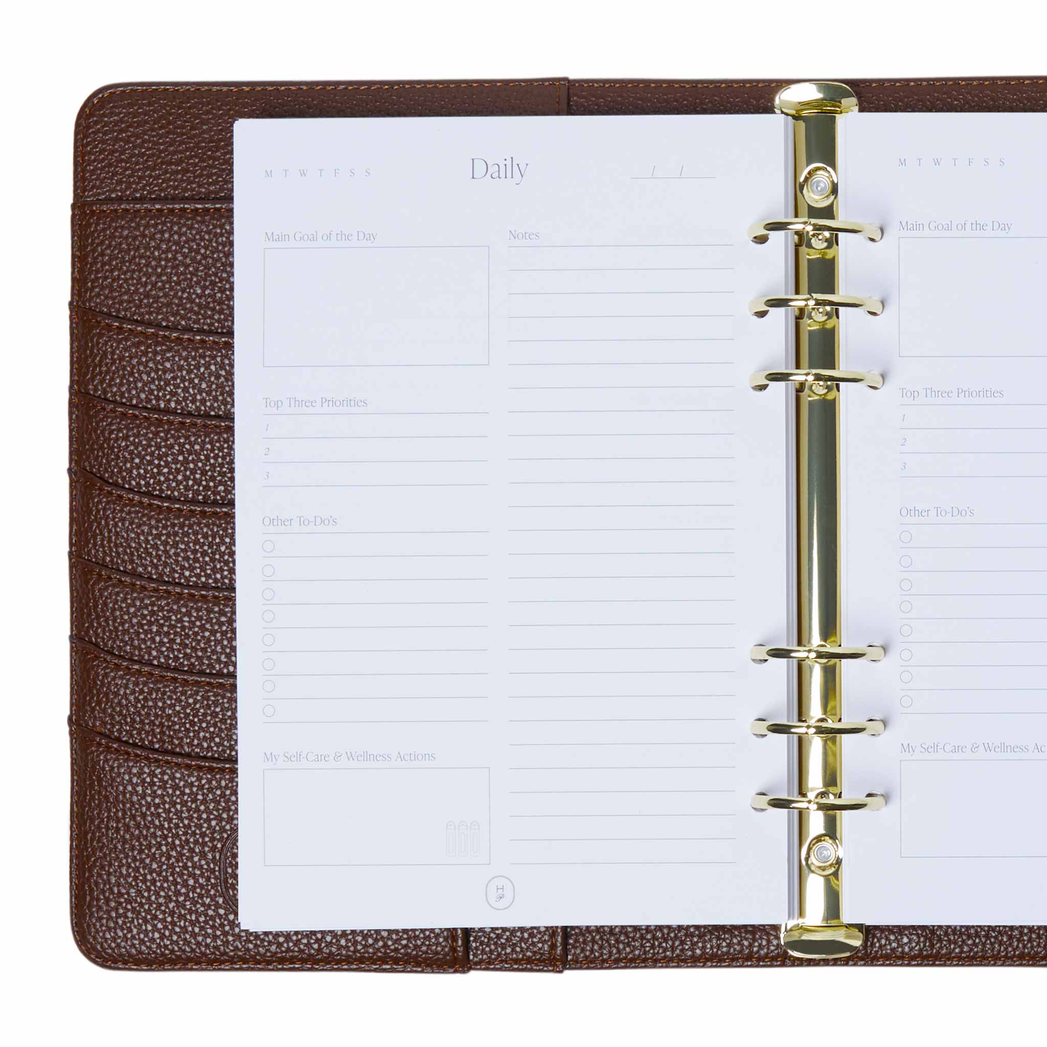 The Head Plan Agenda in the colour Espresso open with ‘Begin Today’ starter pack pages inside ring binder #color_espresso