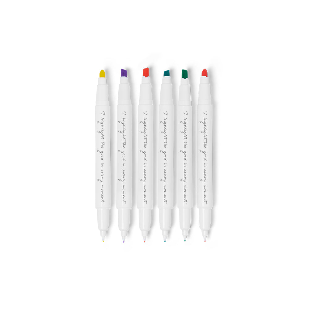 The Head Plan Highlighters: 6 dual-tip markers with chisel tip on one end and fine tip on the other