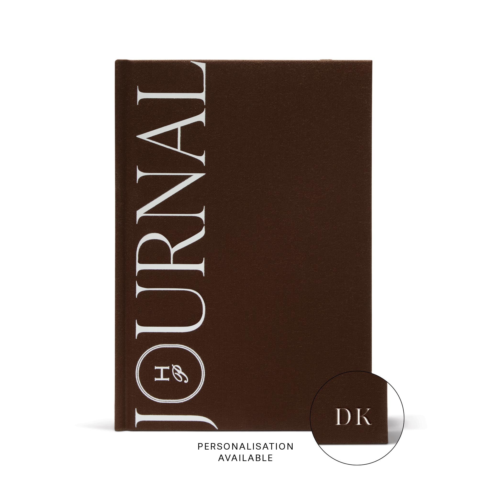 The Head Plan Journal cover with embossed initials in the colour Espresso #color_espressoinitial