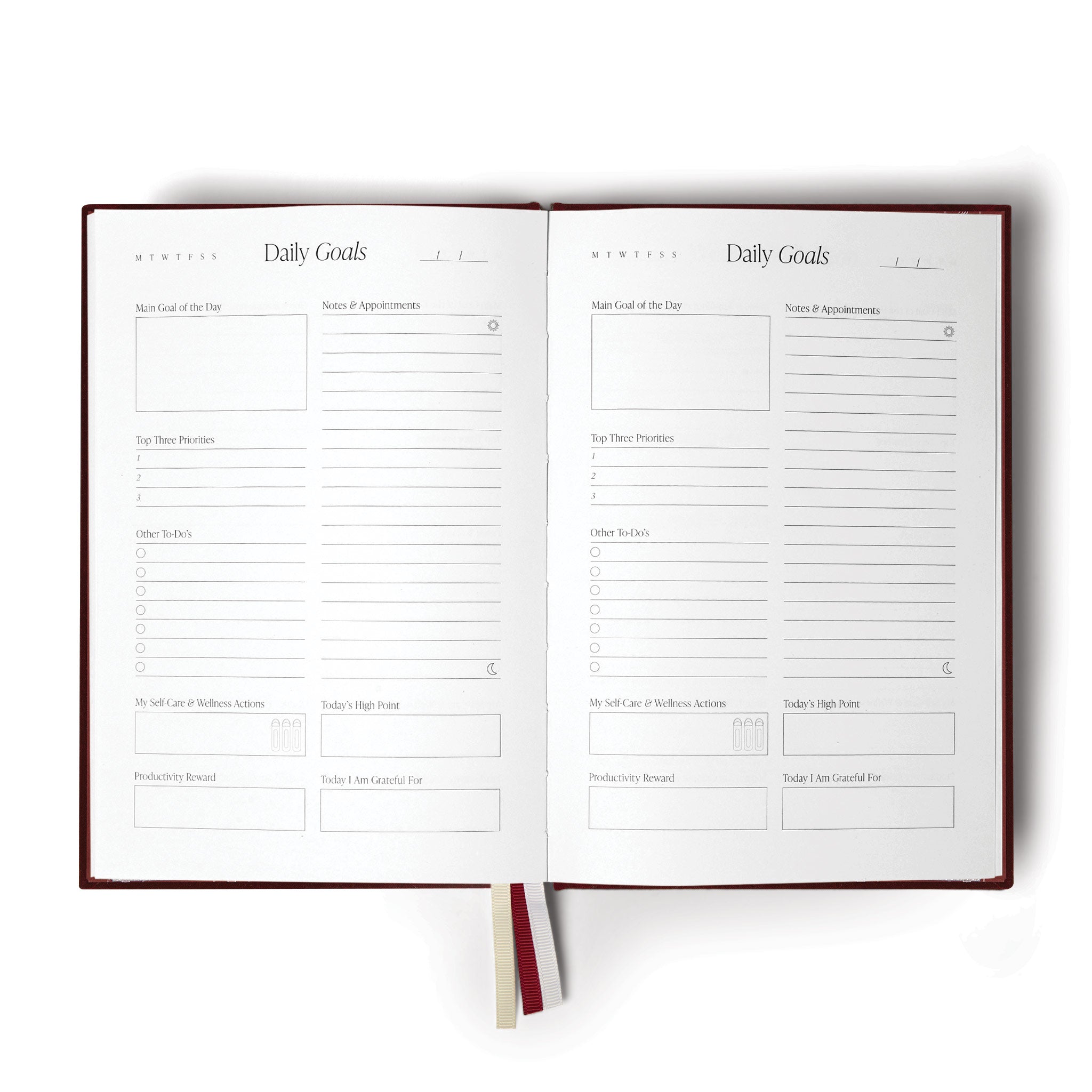 the head plan journal daily page burgundy #color_burgundy