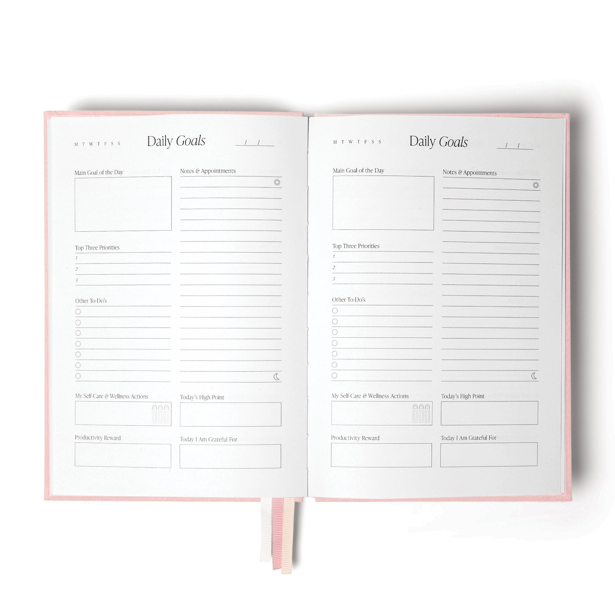 the head plan journal daily page soft pink #color_soft pink