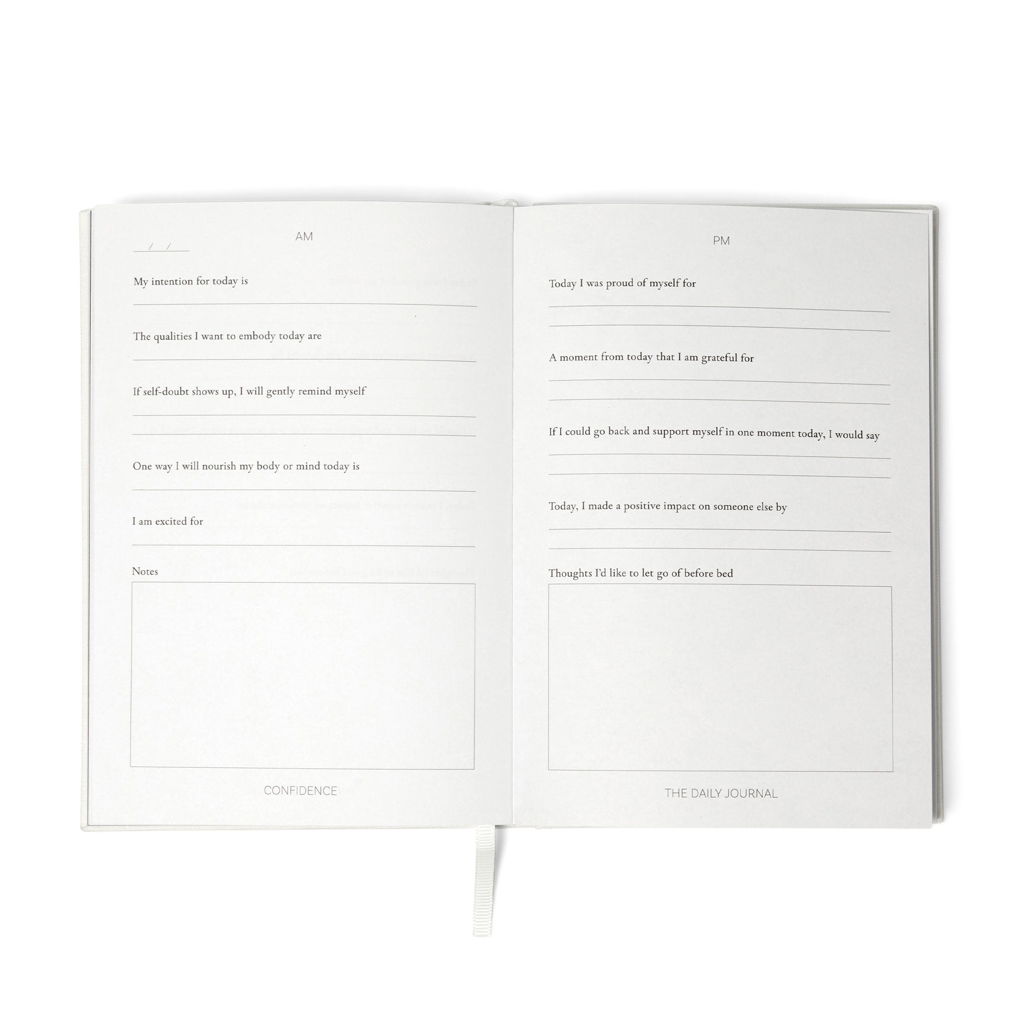 White journal by Roxie Nafousi in Collaboration with the Head Plan opened to the daily page