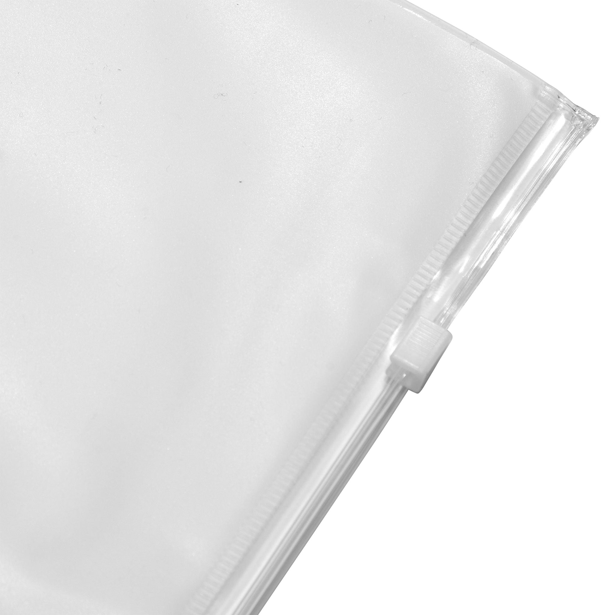 Close up of The Head Plan Agenda Accessories pack of 3 clear plastic zip pockets for agenda ring binder