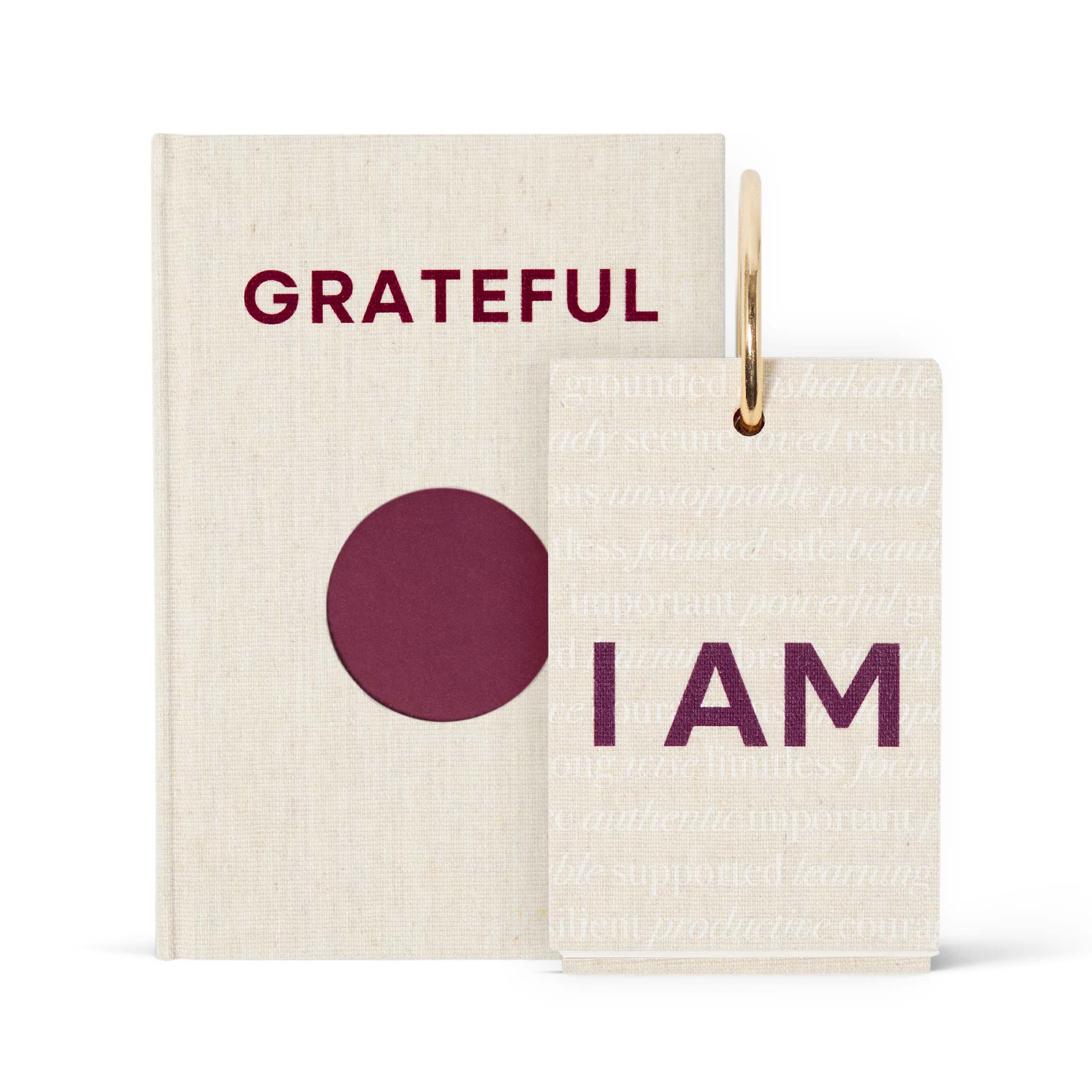 The Head Plan x Louise I AM GRATEFUL Bundle featuring Affirmation Flip Deck and Gratitude Journal with linen cover