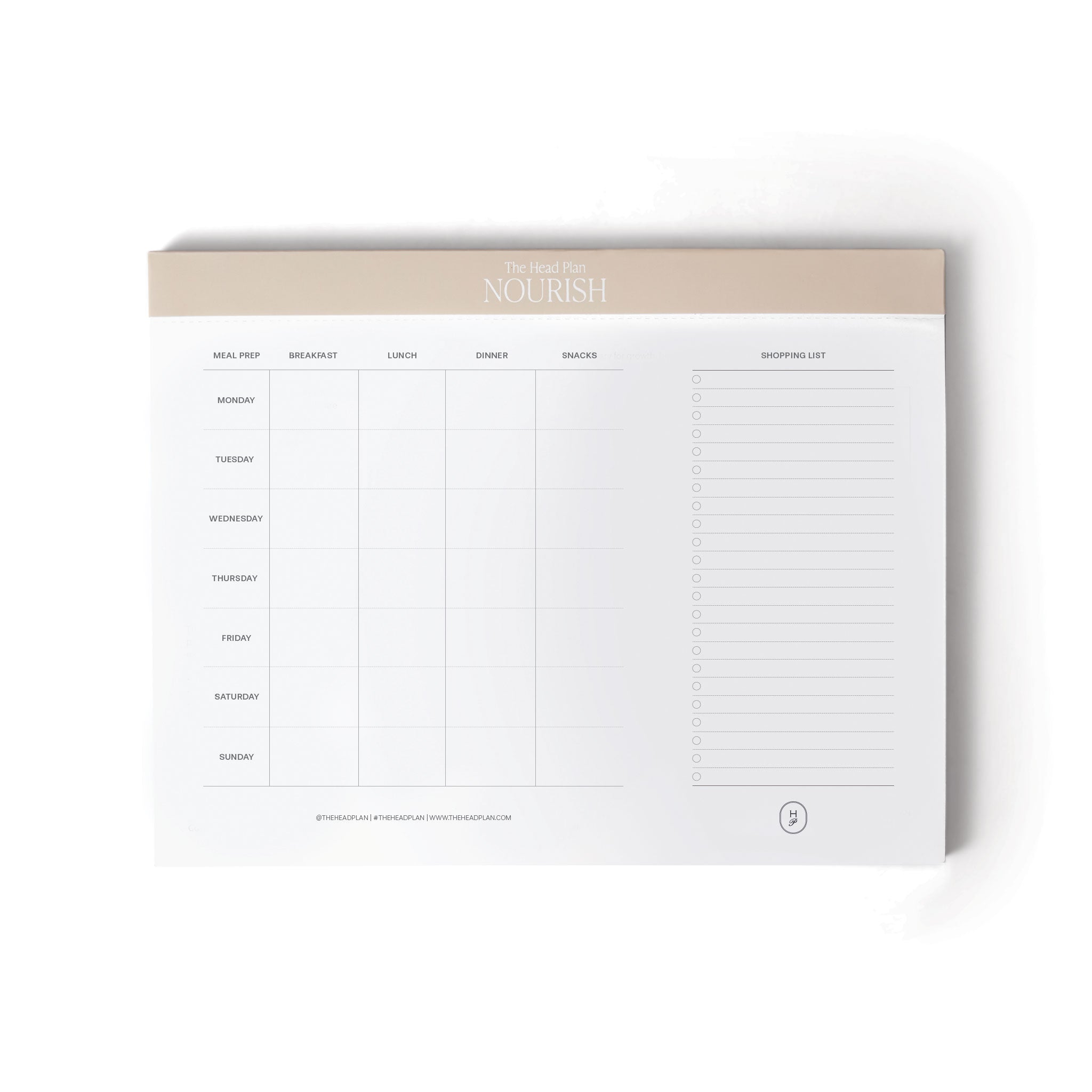 the head plan nourish meal food planner pad 