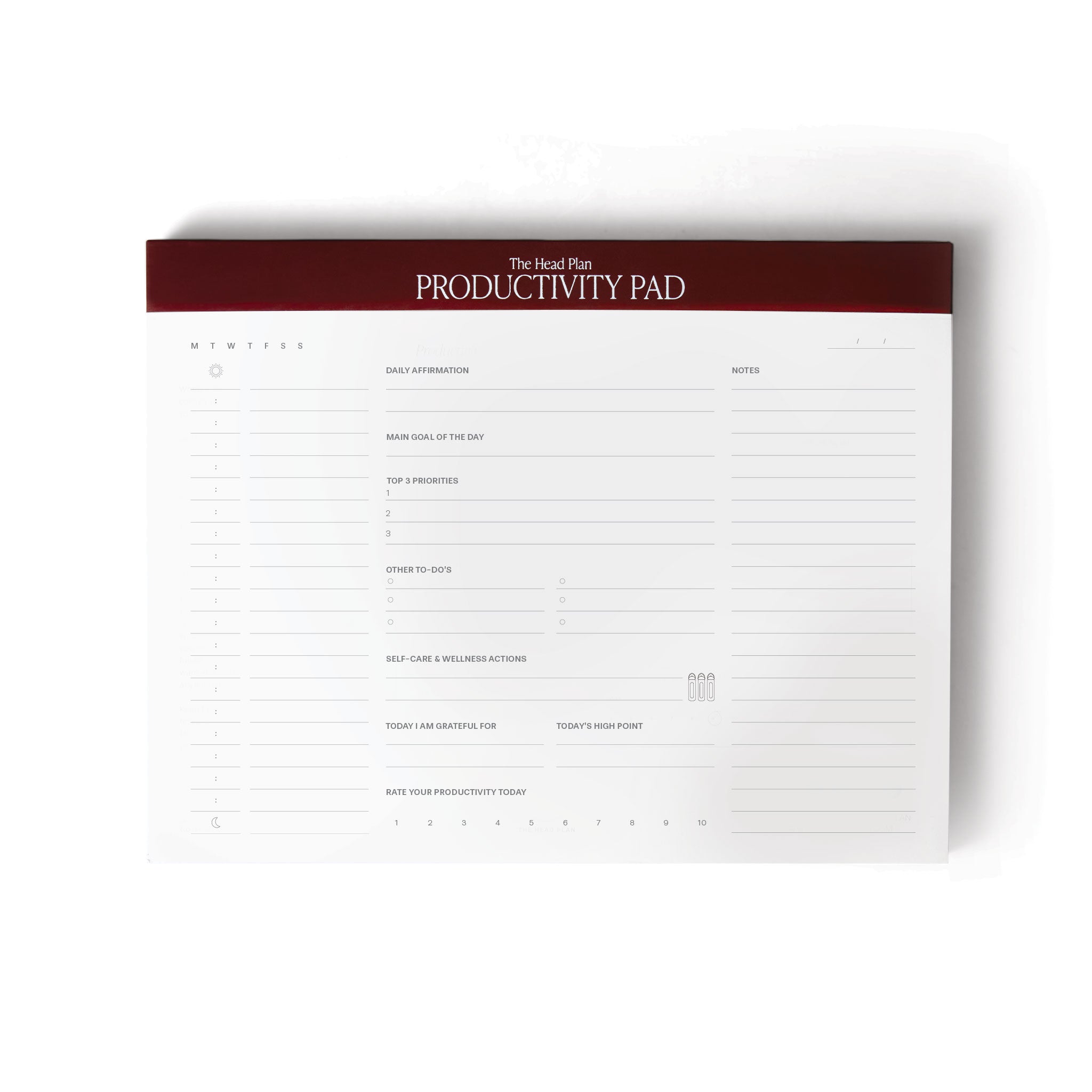 the head plan productivity desk pad cover burgundy #color_burgundy